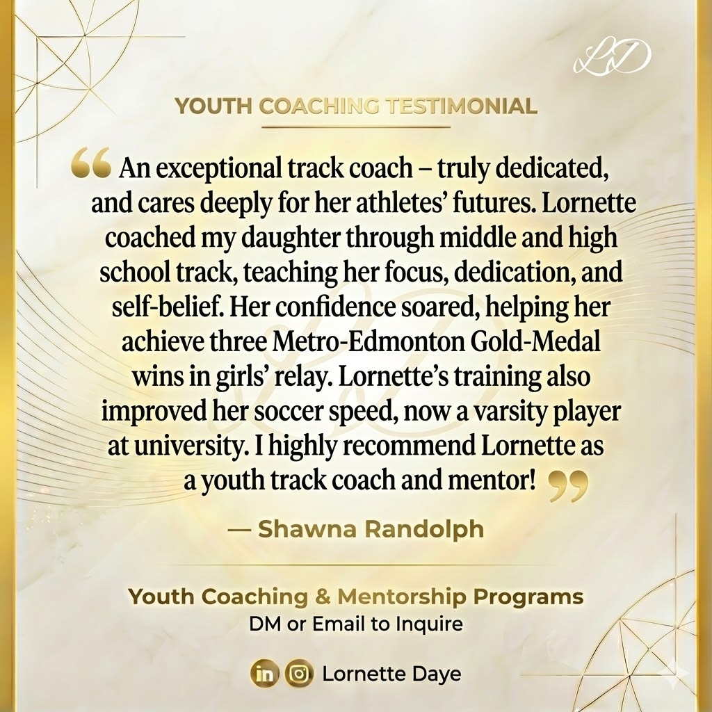 Youth coaching testimonial artwork supplied in brand materials.